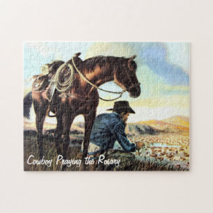 Cowboy die de Rosary bidt Legpuzzel