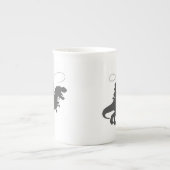 Cowboy die dinosaurus in het prehistorische tijdpe porselein kop (Voorkant)