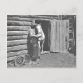 Cowboy die een brief leest briefkaart (Voorkant)