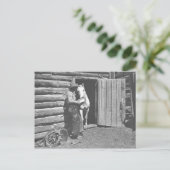 Cowboy die een brief leest briefkaart (Staand voorkant)