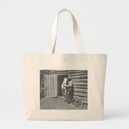 Cowboy die een brief leest. grote tote bag (Voorkant)
