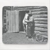 Cowboy die een brief leest. muismat (Voorkant)