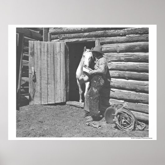 Cowboy die een brief leest. poster (Voorkant)