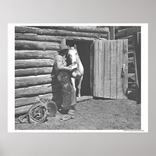 Cowboy die een brief leest poster (Voorkant)