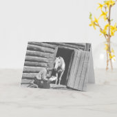 Cowboy die een brief met een paard lezen kaart (Gele Bloem)