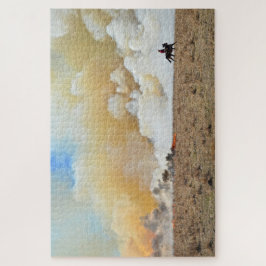 Cowboy die een gecontroleerde brand begint legpuzzel