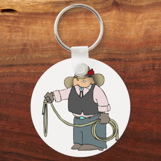 Cowboy die een Lasso-Sleutelhanger houdt Sleutelhanger (Voorkant)