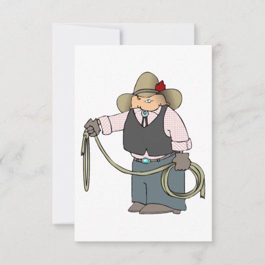 Cowboy die een Lasso-uitnodiging houdt Kaart (Voorkant)