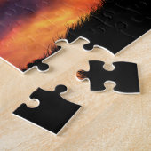 Cowboy die een steiger op een paard zet legpuzzel (Zijkant)