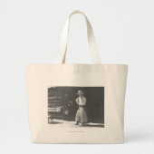 Cowboy die eet van een Peter Pan pindakaas kan. Grote Tote Bag (Voorkant)