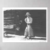 Cowboy die eet van een Peter Pan pindakaas kan. Poster (Voorkant)