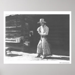 Cowboy die eet van een Peter Pan pindakaas kan. Poster