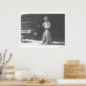 Cowboy die eet van een Peter Pan pindakaas kan. Poster (Keuken)