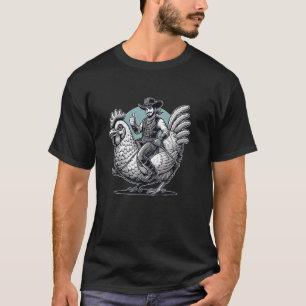 Cowboy die Kip Rijdt Grappige Kunst T-shirt