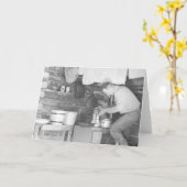 Cowboy die koffie binnen bunkhouse maken kaart (Gele Bloem)