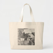 Cowboy die koffie maakt in de bunkhouse grote tote bag (Voorkant)