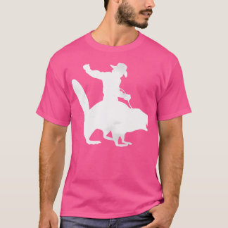 Cowboy die op een bever rijdt in distressed-stijl t-shirt
