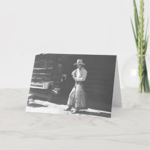 Cowboy die van een pindakaas Can. eten van Peter Kaart