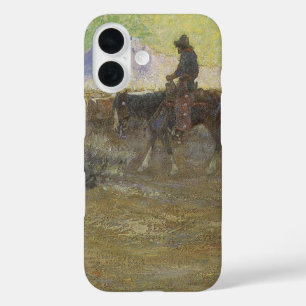 Cowboy die vee hoedt op het bereik door Lon Megarg iPhone 16 Hoesje