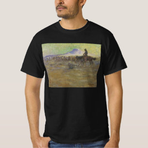 Cowboy die vee hoedt op het gebied door Lon Megarg T-shirt