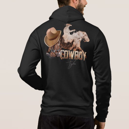 Cowboy die westerne laarzen gebruikt, cowboy pet hoodie (Achterkant)