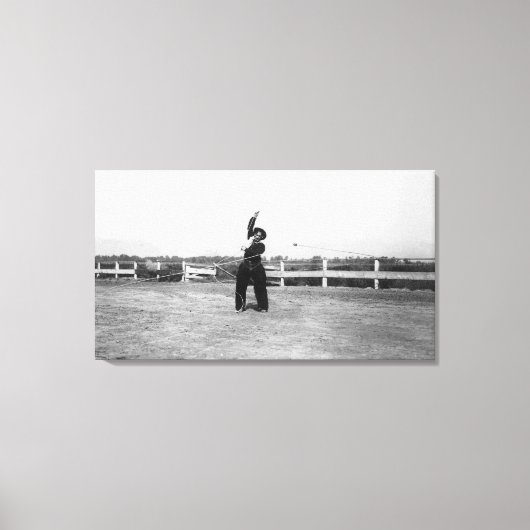 Cowboy die zijn Lasso-vaardigheden uitoefent Canvas Afdruk (Voorkant)