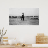 Cowboy die zijn Lasso-vaardigheden uitoefent Poster (Keuken)