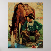 Cowboy die zijn paard water geeft van NC Wyeth Poster (Voorkant)