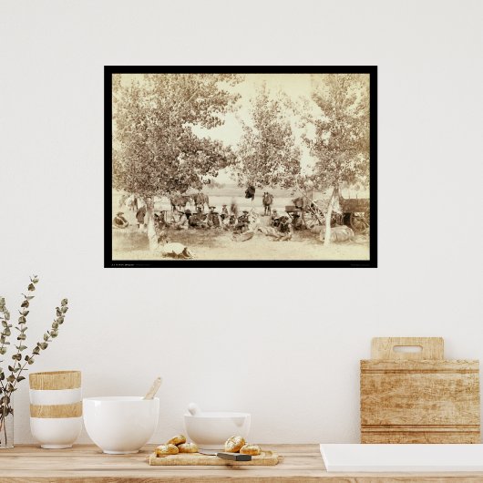 Cowboy Dinner Scene 1887 Poster (Keuken)
