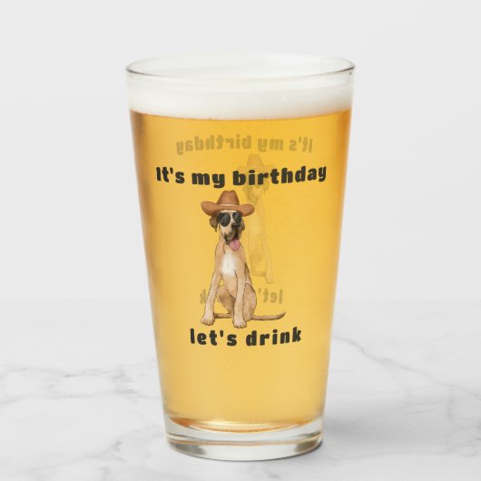 Cowboy Dog Birthday Glas (Voorkant gevuld)