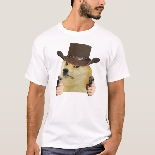 Cowboy Dog Funny Meme Doge Holding Guns Memes T-shirt (Voorkant)