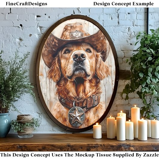 Cowboy Dog, Golden Retriever DD1 Decoupage Tissuepapier