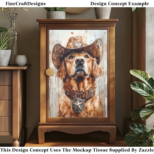 Cowboy Dog, Golden Retriever DD1 Decoupage Tissuepapier