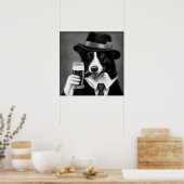 Cowboy Dog Houdt een Mok van Beer Illustration Poster (Keuken)