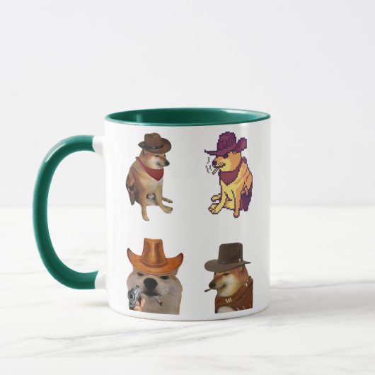 Cowboy Dog Meme Set Funny Doge With Gun Mug Mok (Links)
