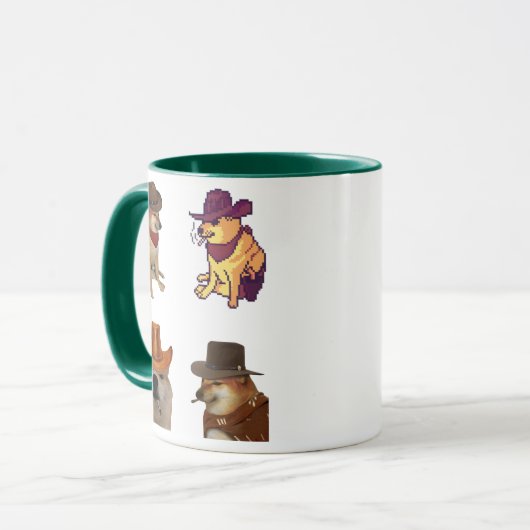 Cowboy Dog Meme Set Funny Doge With Gun Mug Mok (Voorkant links)