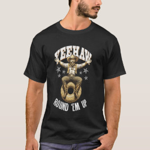 Cowboy Donut Liefhebber Ronde Em Op Grappige Retro T-shirt