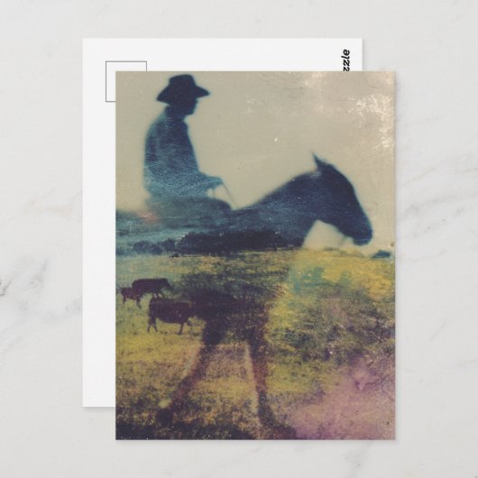 Cowboy Double Exposure Briefkaart (Voorkant / Achterkant)