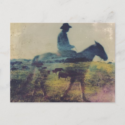 Cowboy Double Exposure Briefkaart (Voorkant)
