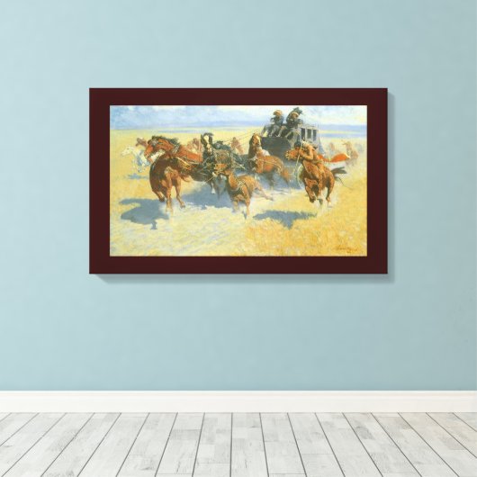  Cowboy, Downing the Nigh Leader, Remington Canvas Afdruk (Insitu (Houten vloer))