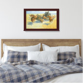 Cowboy, Downing the Nigh Leader, Remington Canvas Afdruk (Insitu (Slaapkamer))