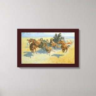  Cowboy, Downing the Nigh Leader, Remington Canvas Afdruk