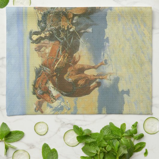  Cowboy, Downing the Nigh Leader, Remington Theedoek (Gevouwen)