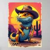 Cowboy Dragon Lizard - Funny Fantasy Poster (Voorkant)