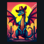 Cowboy Dragon Showdown - Grappige Pop Art Fantasy Poster<br><div class="desc">Dit poster vertelt het verhaal van Sheriff Sparky, een woeste draak met een komische kant. Het kleine, met sterren versierde cowboy-pet op zijn massieve hoofd is de sleutel - het is het hilarische kleine detail dat een mythisch beest transformeert in de wetman van een fantastisch Wilde Westen. De kunst is...</div>
