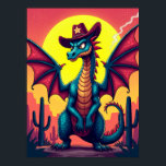 Cowboy Dragon Showdown - Grappige Pop Art Fantasy Poster<br><div class="desc">Dit poster vertelt het verhaal van Sheriff Sparky, een woeste draak met een komische kant. Het kleine, met sterren versierde cowboy-pet op zijn massieve hoofd is de sleutel - het is het hilarische kleine detail dat een mythisch beest transformeert in de wetman van een fantastisch Wilde Westen. De kunst is...</div>