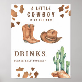 Cowboy - Drinken helpen jezelf Poster