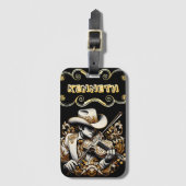 Cowboy droomt op de snaren bagagelabel (Voorkant (verticaal))