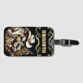 Cowboy droomt op de snaren bagagelabel (Voorkant (horizontaal))