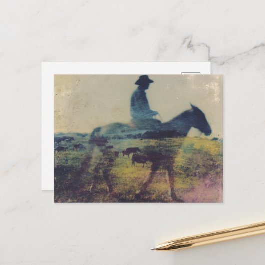 Cowboy Dubbele Belichting Briefkaart (Voorkant / Achterkant in situ)